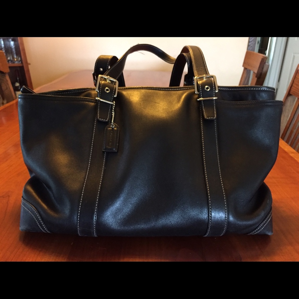 Coach black leather purse/ diaper bag.